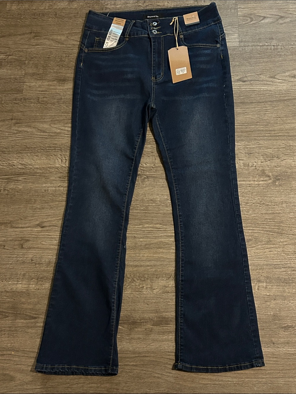 Dark Blue Women's High Rise Boot Cut Jeans Beyond US Size 14